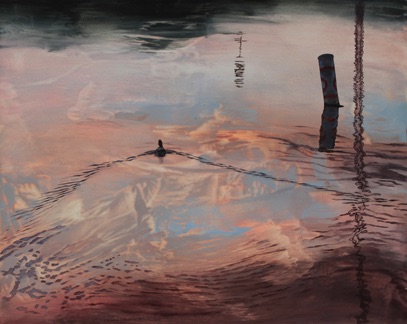'duck swimming in sunrise'
16 x 20
oil on aluminum